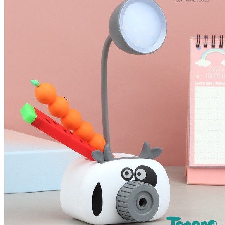 Đèn đọc sách pin sạc có ngăn đựng đồ hình thú Vịt Con Tuần Lộc Trâu Ngố Thỏ con đáng yêu