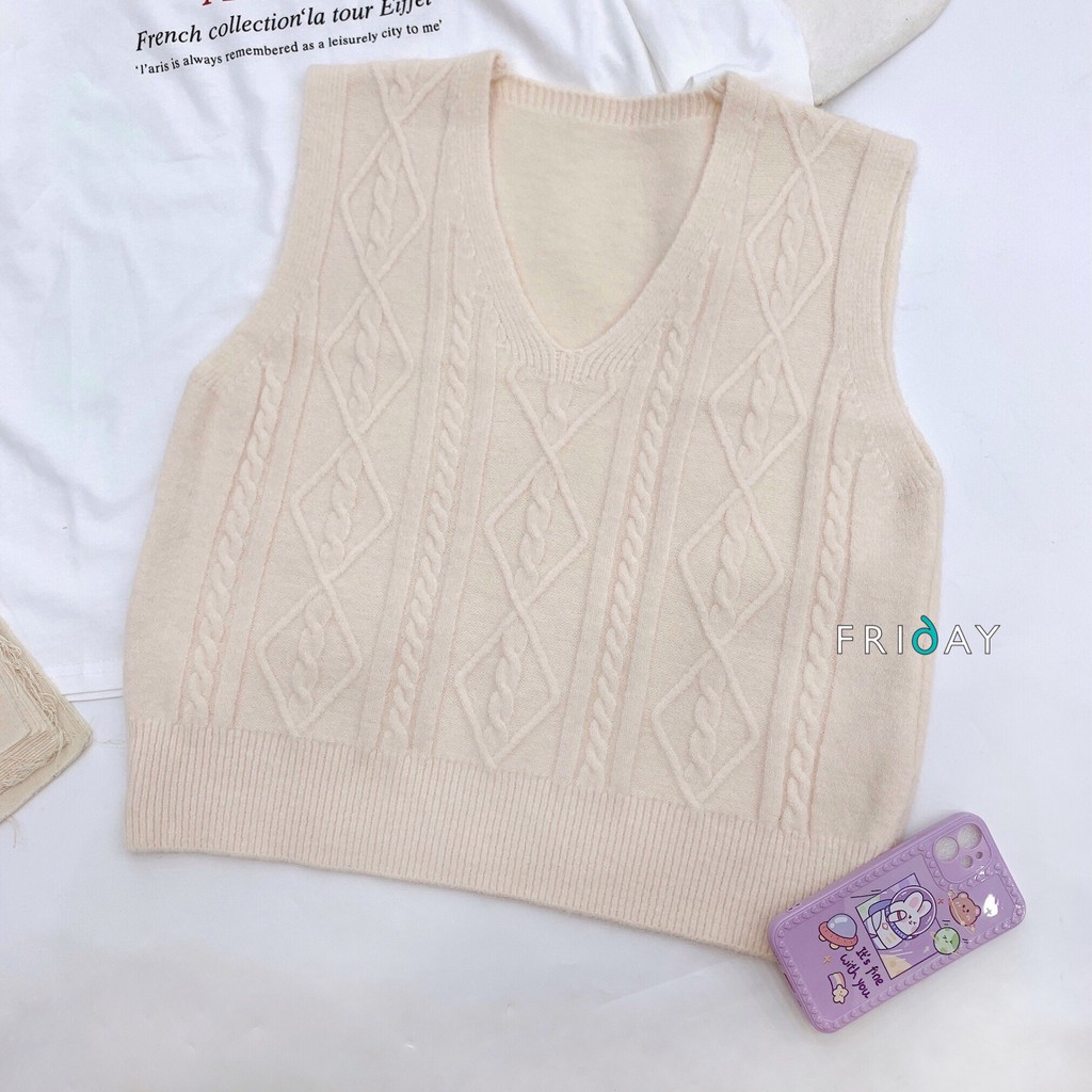 Áo len gile họa tiết xương cá dễ phối đồ phù hợp thời tiết mùa thu hàng thu mới 2021 Friday | BigBuy360 - bigbuy360.vn