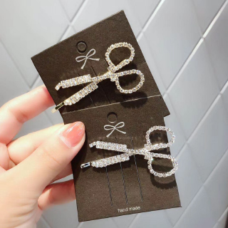 Kẹp Tóc Hình Cây Kéo Đính Pha Lê Phong Cách Hàn Quốc