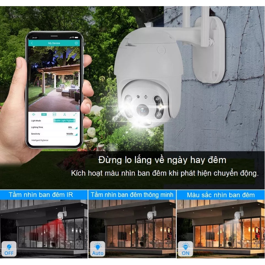 Camera IP Wifi V380 Pro Ngoài Trời Xoay 360 - Hỗ Trợ Xem Màu Ban Đêm - Phát Hiện Chuyển Động Thông Minh - Bảo Hành 12T