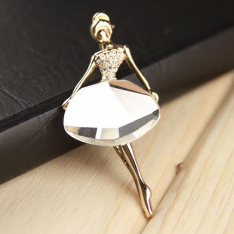 [springeven] Ghim Cài Áo Hình Công Chúa Múa Ba Lê Đính Pha Lê Lấp Lánh Thời Trang