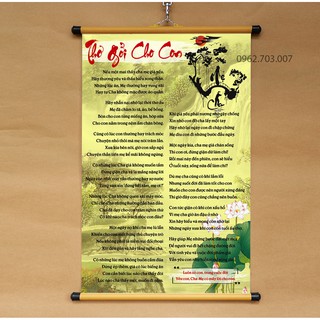 Tranh chữ Thơ Gởi Cho Con 40x60cm chất liệu vải phủ bóng cao cấp