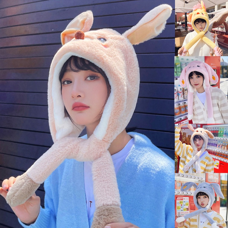 Mũ Trùm Đầu Giữ Ấm Mùa Đông Thiết Kế Hình Động Vật Dễ Thương Dành Cho Nữ
