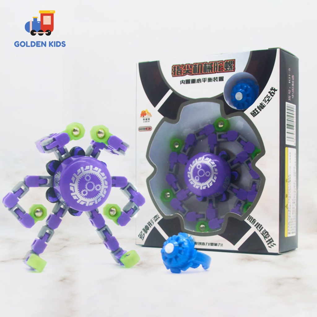 Con quay đồ chơi đầu ngón tay biến hình, con quay hồi chuyển giải nén spinner Golden Kids