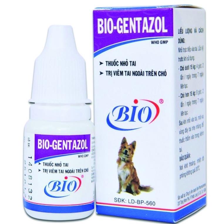 Thuốc nhỏ tai Bio-Gentazol trị viêm tai ngoài trên chó 10ml