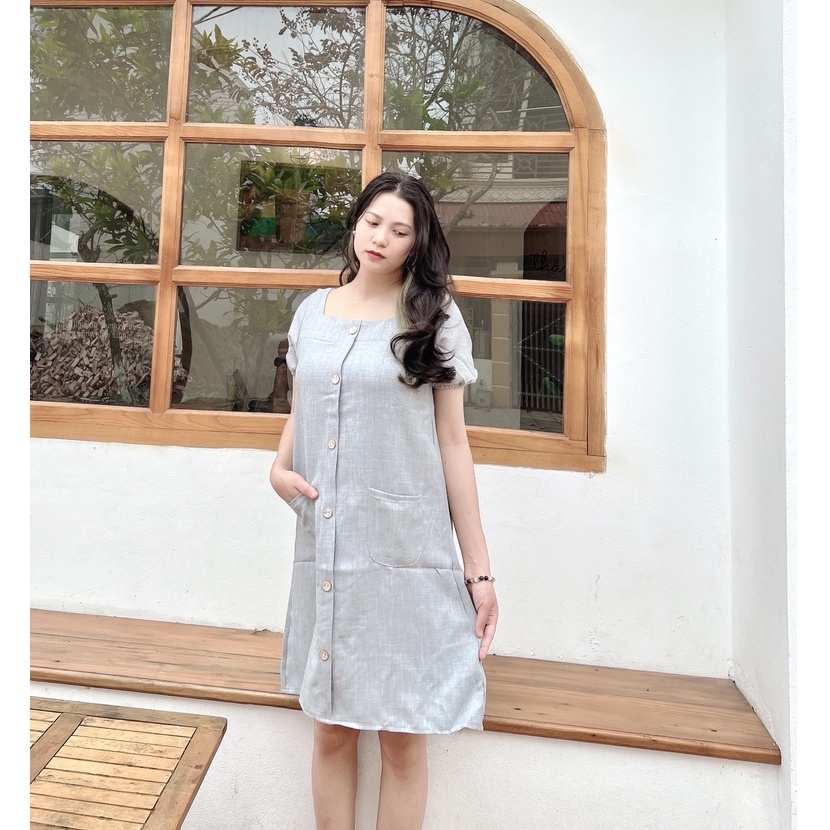 Đầm bầu cổ vuông thời trang thiết kế công sở MSP266 Mom and baby
