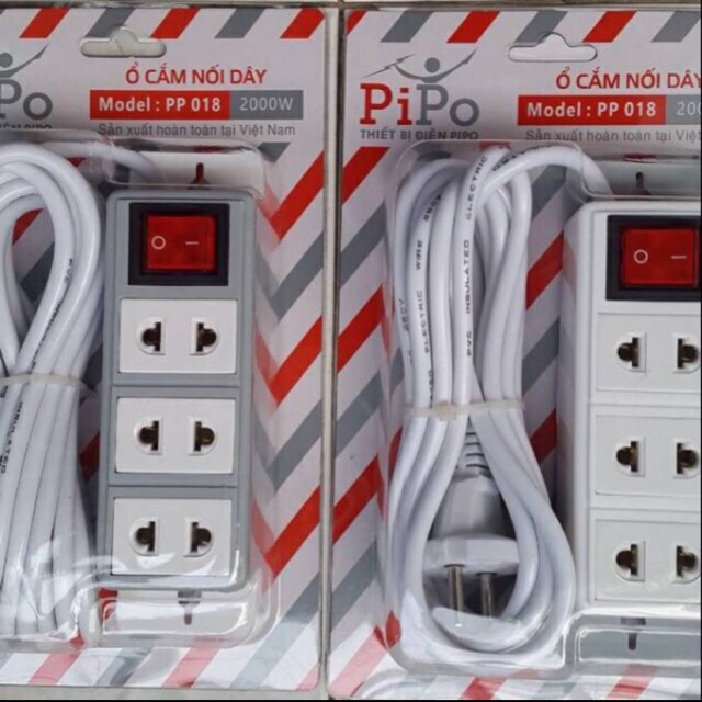 Ổ CẮM ĐIỆN 3 LỖ PP018 PIPO 2000W DÂY 3M