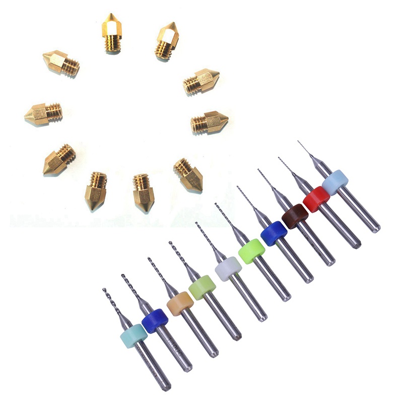 10pcs MK8 Extruder Nozzle For 3D Printer 0.2 0.4mm 0.6mm 0.8mm 1.0mm