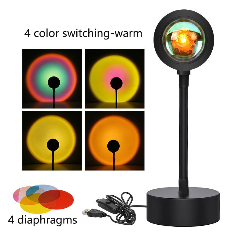 Đèn LED đứng chiếu sáng màu hoàng hôn/ cầu vồng/ mặt trời hiện đại trang trí phòng ngủ/ phòng khách 4 màu trong 1/Sunset Projection Floor Light
