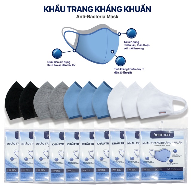 Set khẩu trang vải có lớp kháng khuẩn Freeman