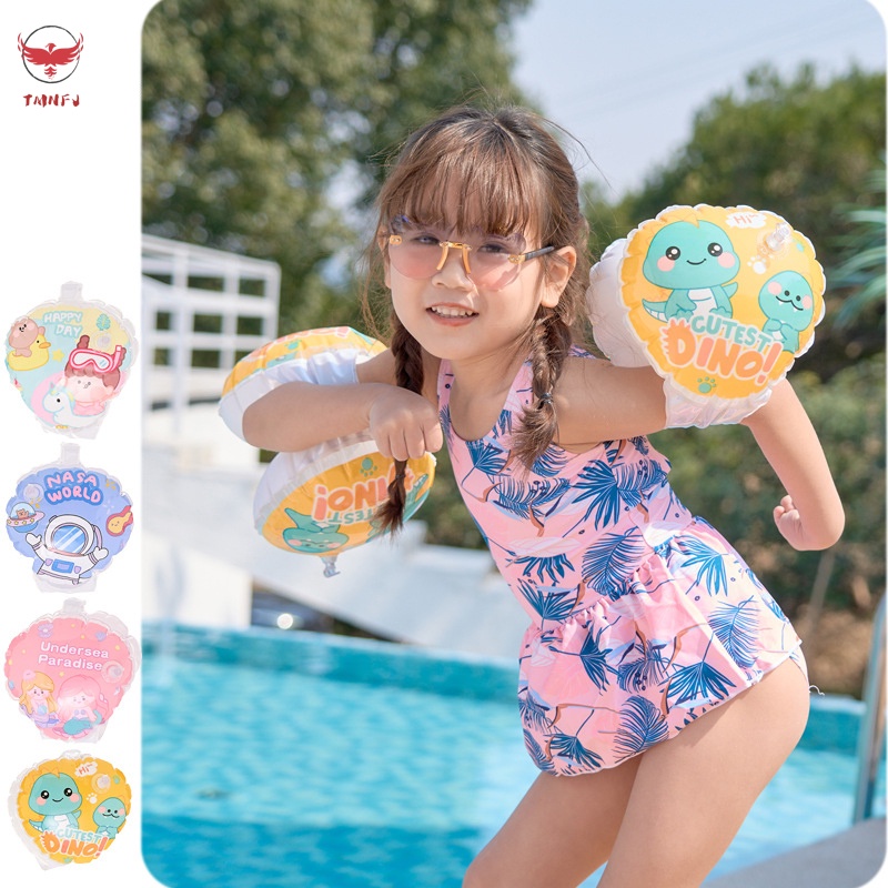Phao Bơi Đeo Cánh Tay In Hoạt Hình Dễ Thương Dùng Làm Quà Tặng Mùa Hè Cho Bé