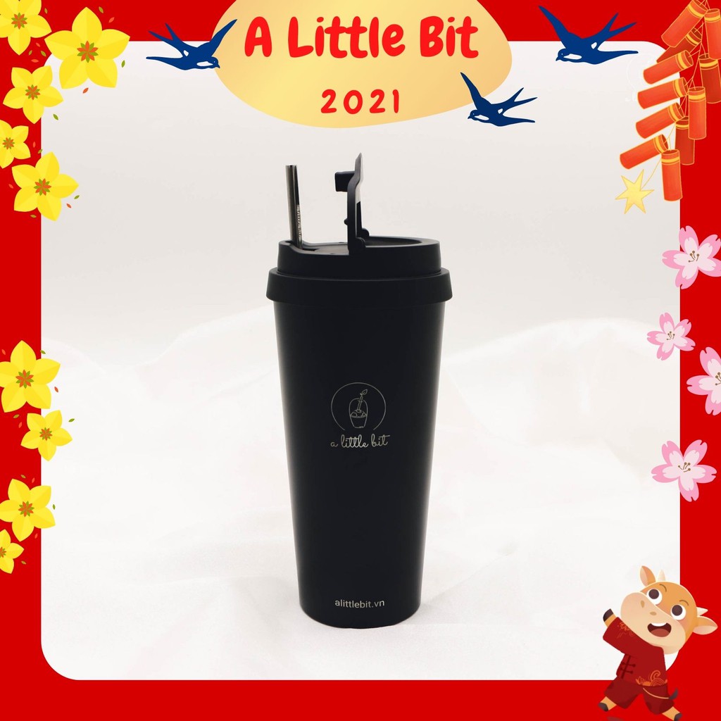 Ly giữ nhiệt Lock&amp;Lock Clip Tumbler x A Little Bit kèm cọ rửa và ống hút Inox