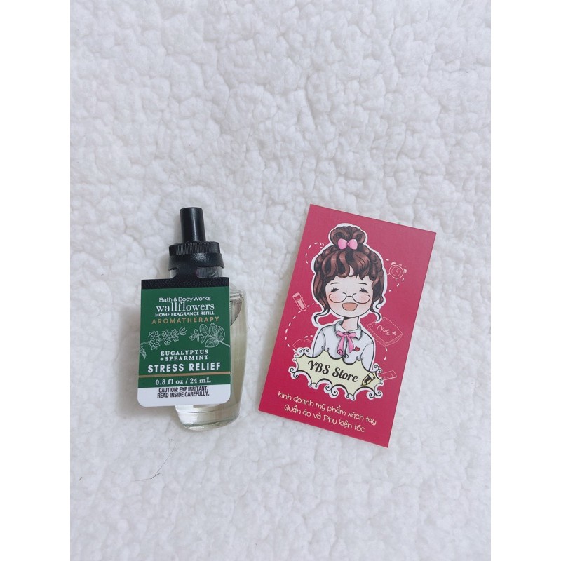{Bill Mỹ} {1 Chai} Stress Relief Eucalyptus Spearmint Tinh dầu Bath &amp; Body Works Wallflower Home Fragrance Refills 24ml