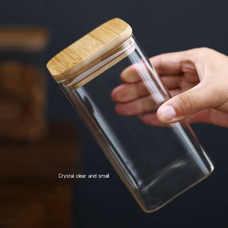 Hũ đựng bằng thủy tinh Borosilicate có nắp đậy kín khí dáng vuông trong suốt dùng đựng thực phẩm cho nhà bếp cao