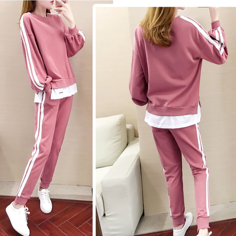 Bộ áo sweater cổ tròn + quần dài thời trang mùa thu đông Hàn Quốc năng động cho nữ | BigBuy360 - bigbuy360.vn