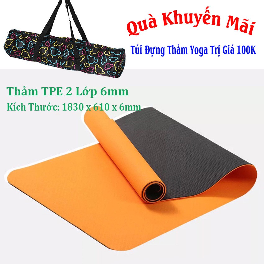 [Free Ship] Thảm Tập Yoga Cao Cấp 2 Lớp + Túi Đựng Thảm (Đỏ)