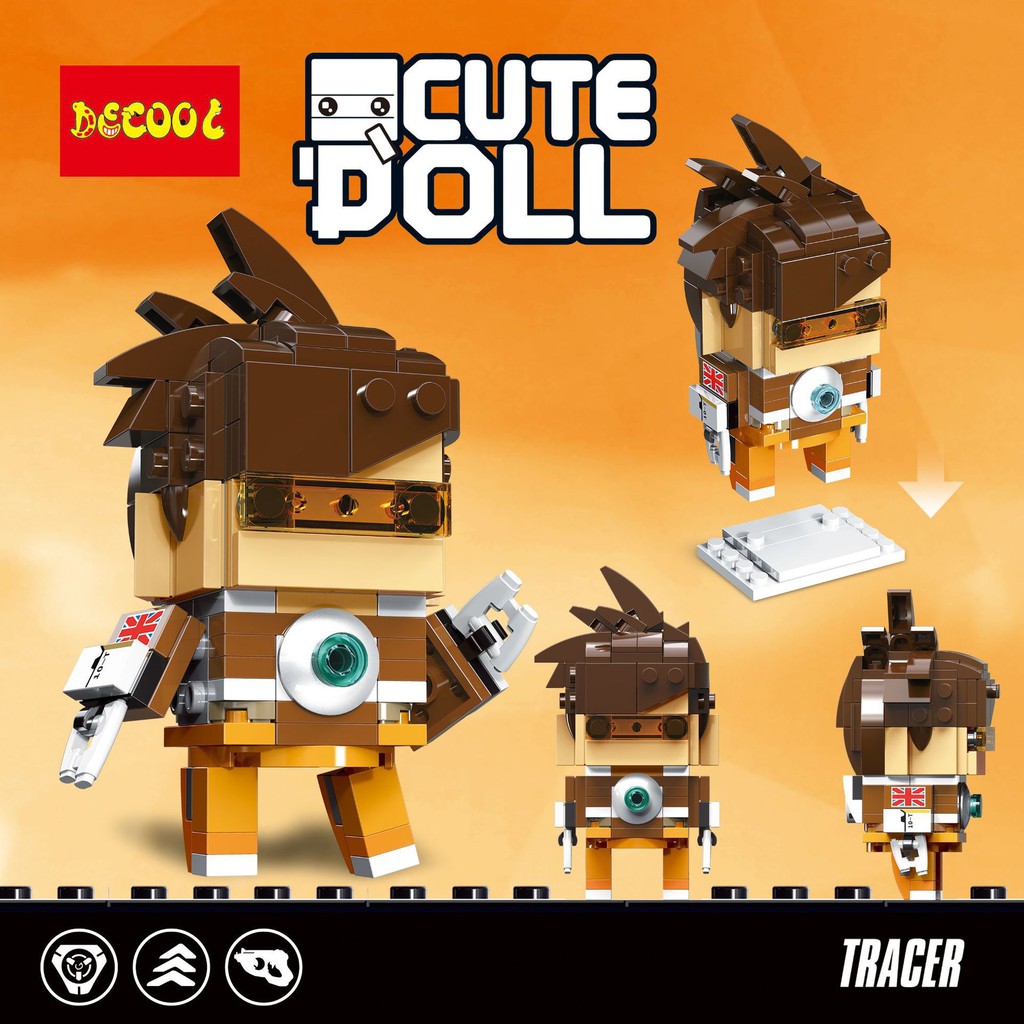 DECOOL 6847-6852 Bộ 6 Brick Headz nhân vật trong Overwatch - Đồ chơi Lắp ghép Minifigures Mô hình Mini BrickHeadz