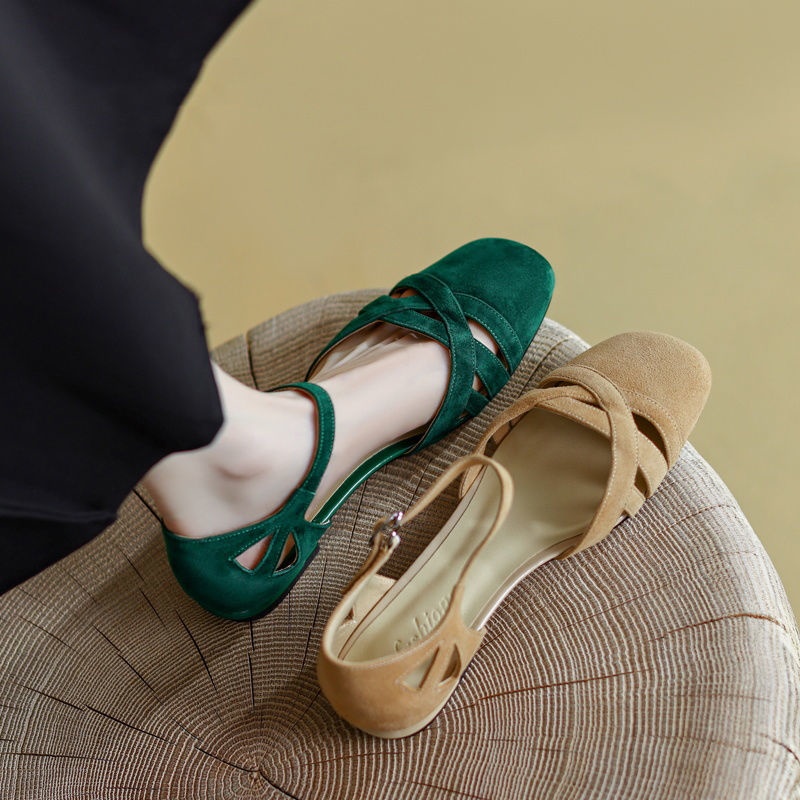 Giày Sandal Đế Mềm Mũi Tròn Phong Cách Retro Pháp 2022 Cho Nữ
