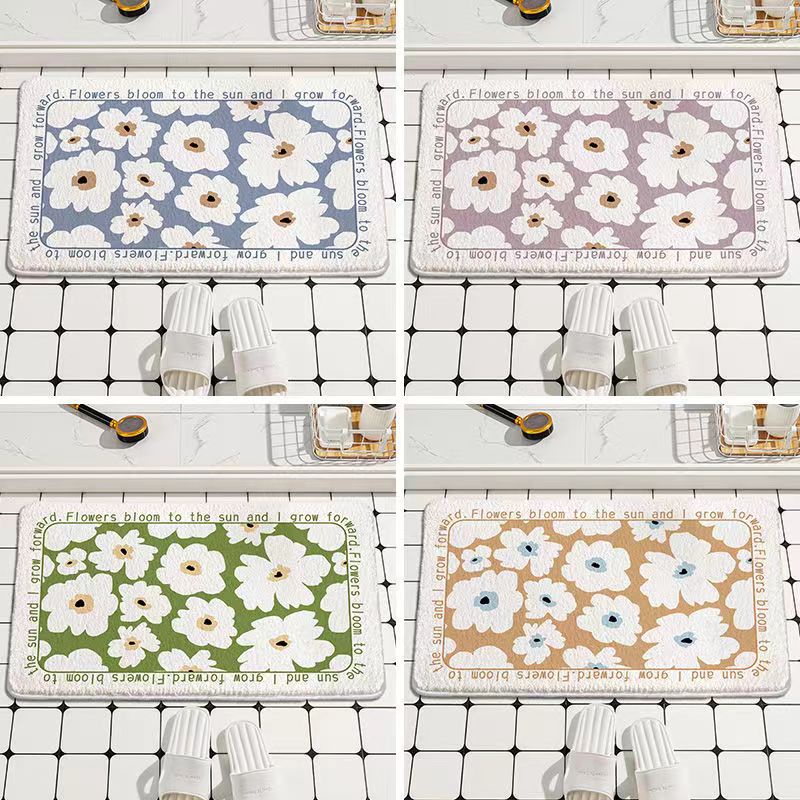 Thảm lót cửa chùi chân Họa Tiết Hoa Nhiều Màu Sắc