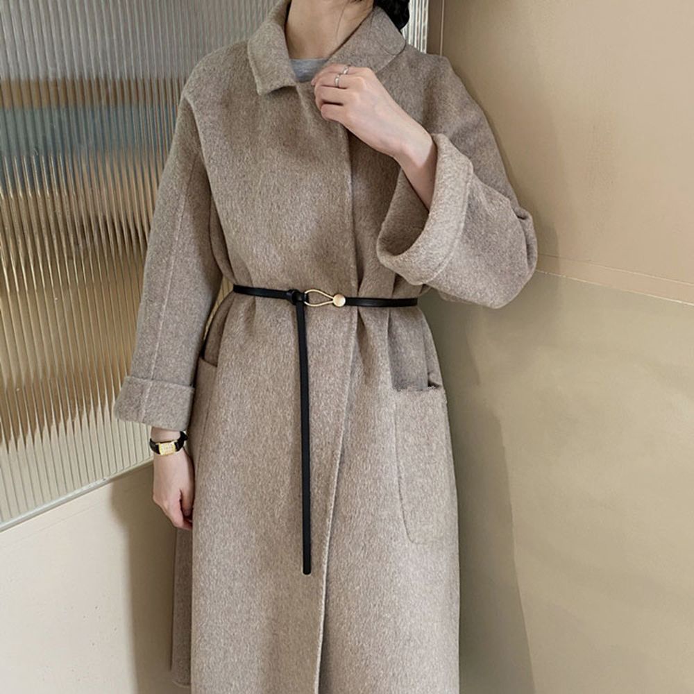 Thắt Lưng Da Bản Nhỏ Màu Trơn Khóa Kim Loại Có Thể Điều Chỉnh Cho Nữ