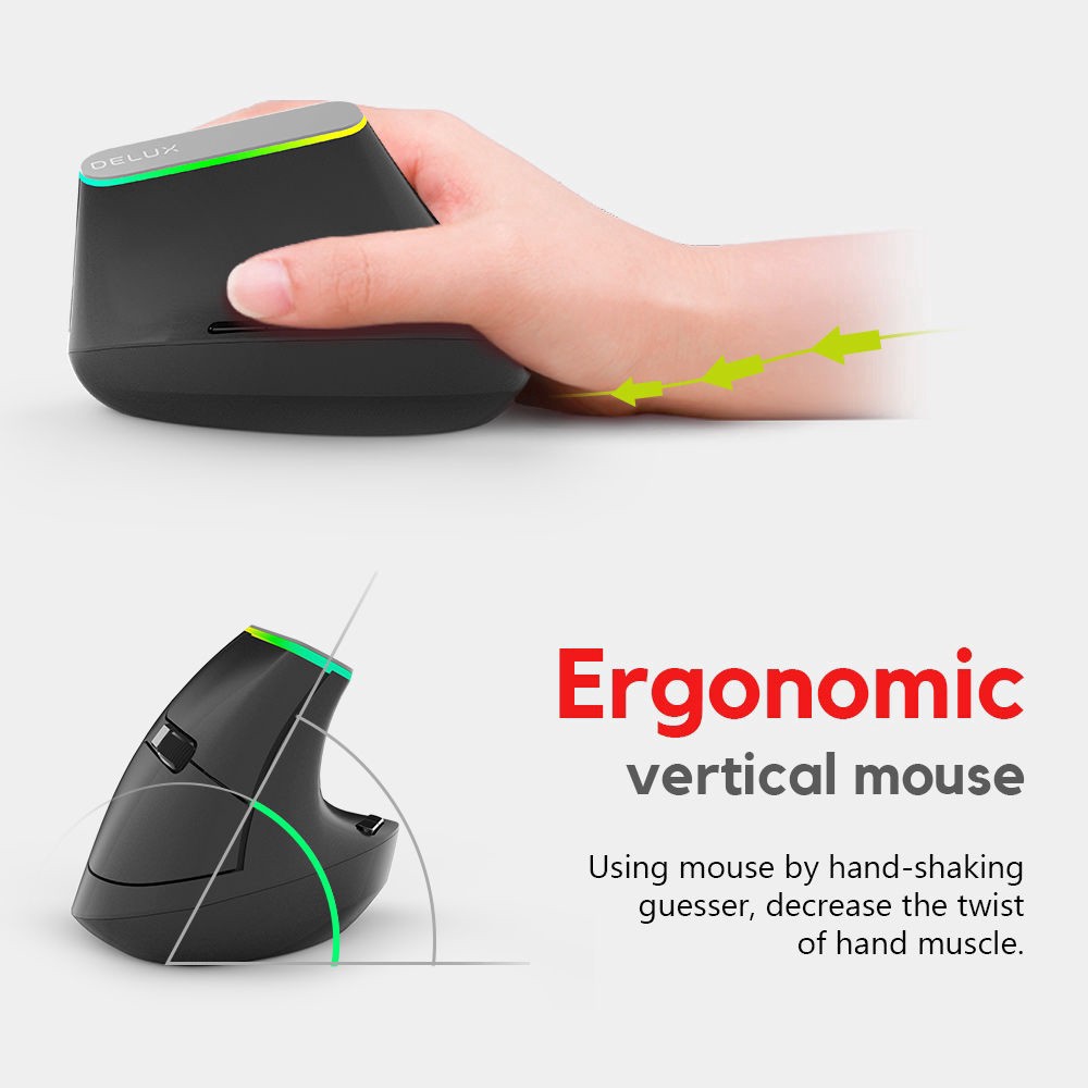 Chuột không dây Delux M618c USB 2. 4G DPI có thể điều chỉnh RGB chơi game dùng cho gia đình và văn phòng
