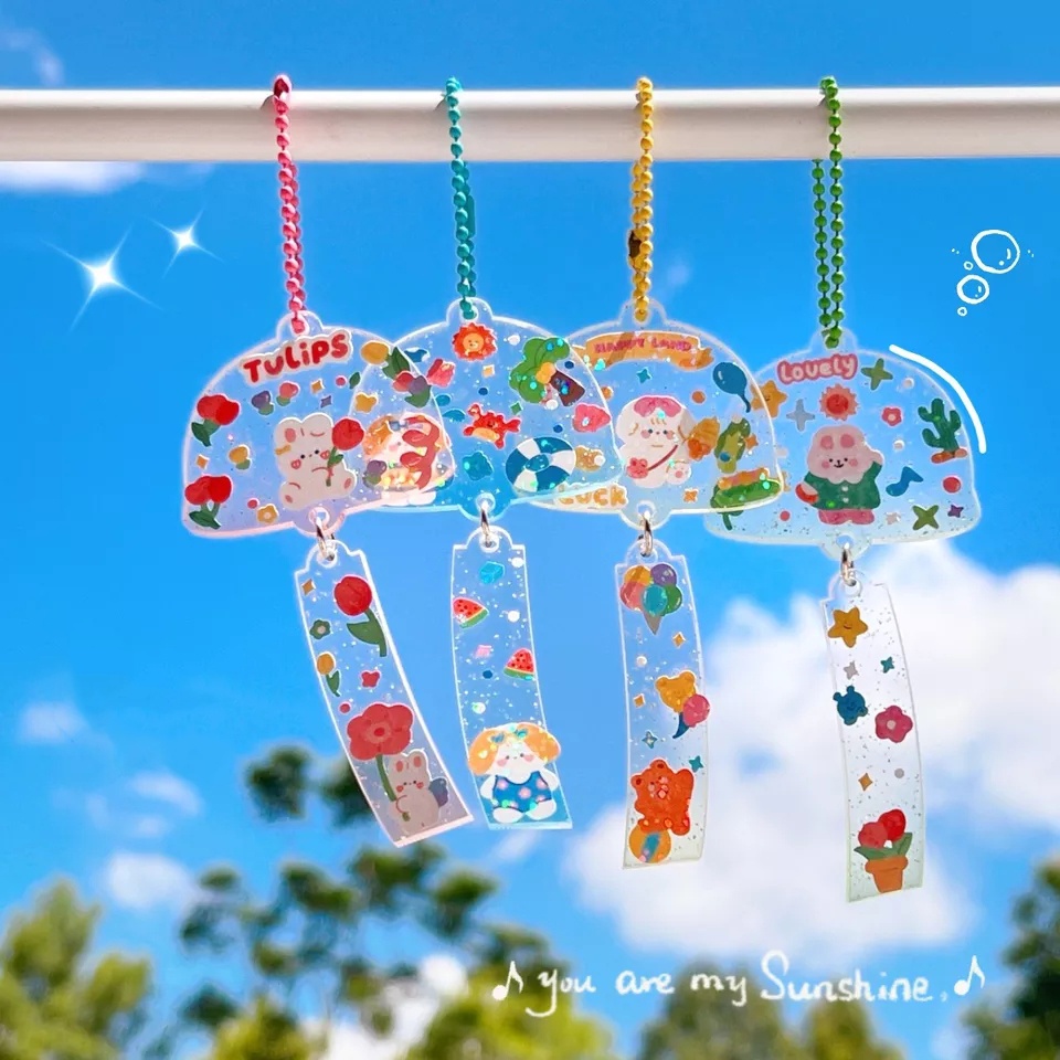 Móc khóa nhựa acrylic tự trang trí sticker có tặng kèm sticker chibi kèm theo - GSK176