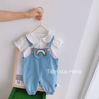 Quần yếm jean kiểu Hàn Quốc [Sẵn, jean đẹp] có túi đắp cho bé yêu