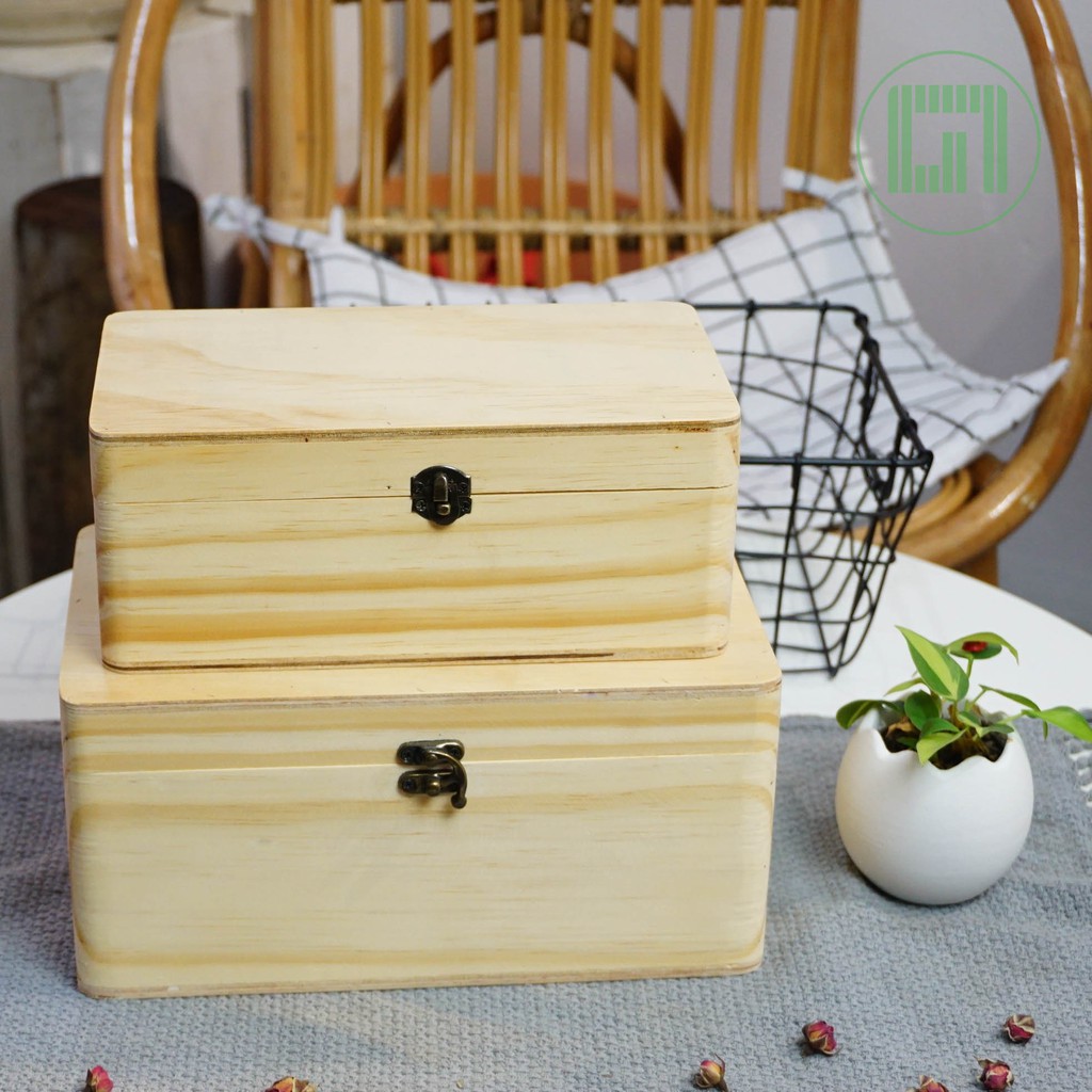 Hộp gỗ chữ nhật nắp gỗ - Hộp gỗ quà tặng - Goc Garden | BigBuy360 - bigbuy360.vn