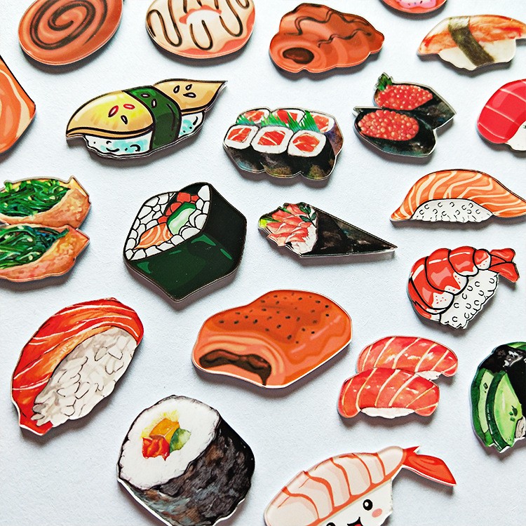 Huy hiệu cài áo - pin cài balo xinh xắn - cài áo hình bánh sushi đáng yêu