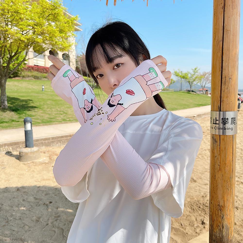 Ống Tay Áo Làm Mát In Hoạt Hình MXGOODS Dễ Thương Cho Nữ