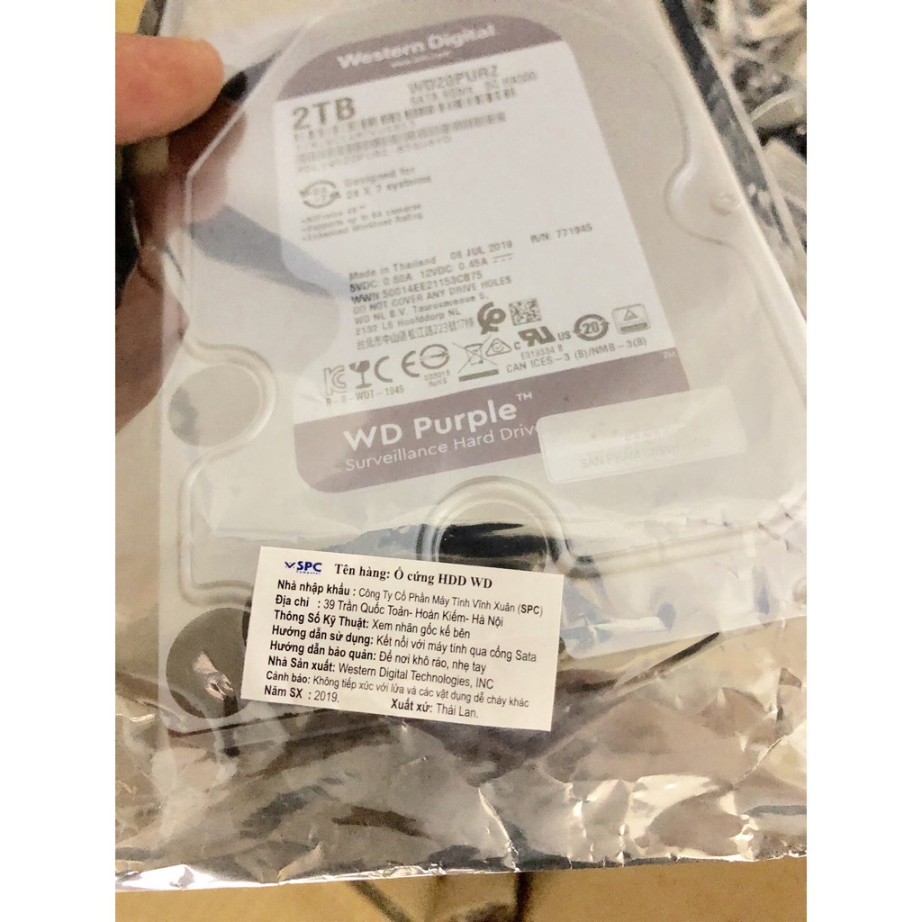 Ổ cứng HDD 2TB Western Purple ( Tím ) , Chuyên dùng cho camera Chính hãng | BigBuy360 - bigbuy360.vn