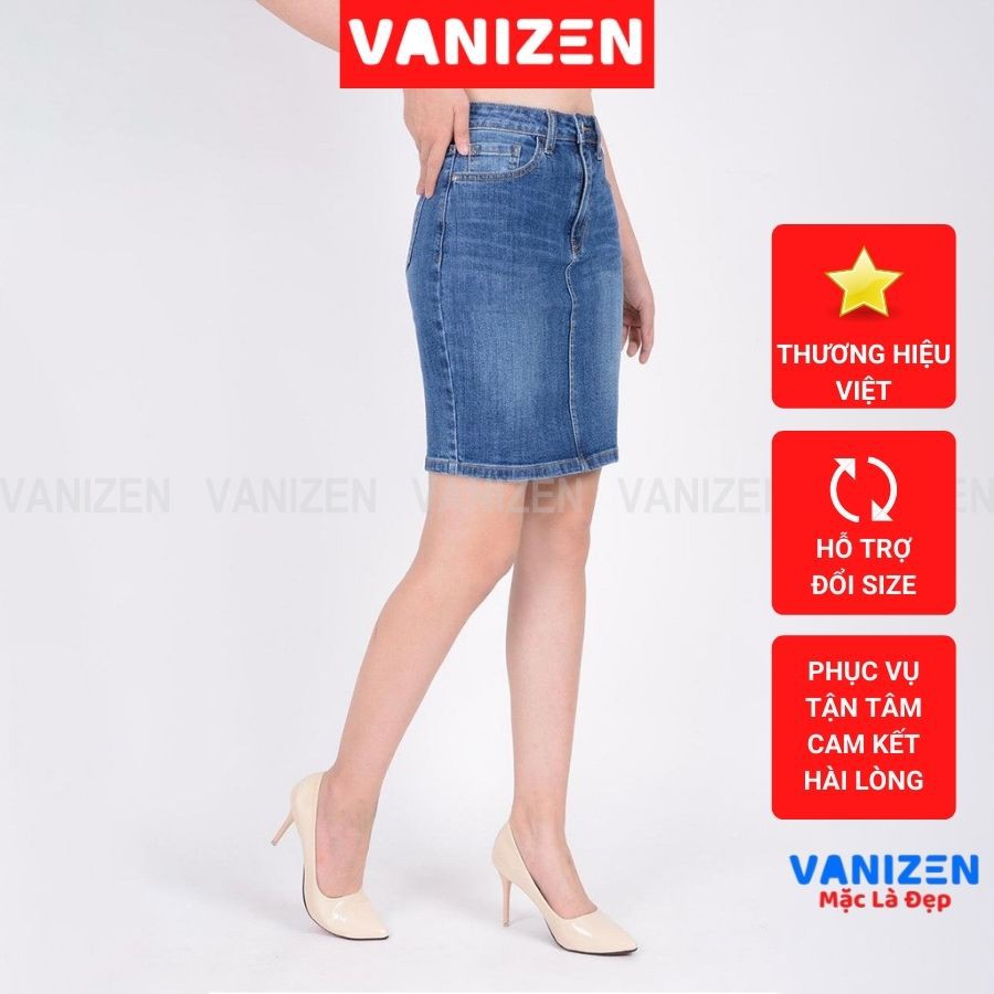 Chân váy bút chì jean nữ đẹp lưng cao trơn hàng hiệu cao cấp mã 360 VANIZEN