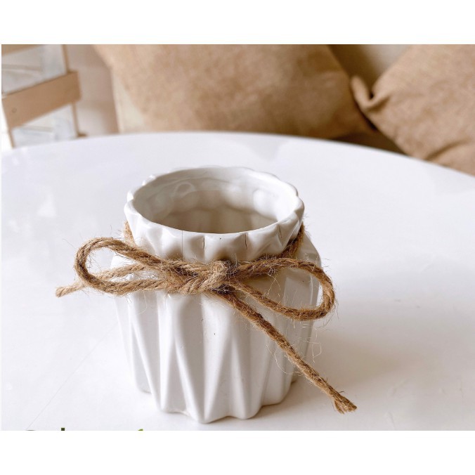 Bình Sứ giỏ cua dễ thương, Gốm sứ Bát tràng chắc chắn - Chậu cây hoa giả, sen đá, trang trí