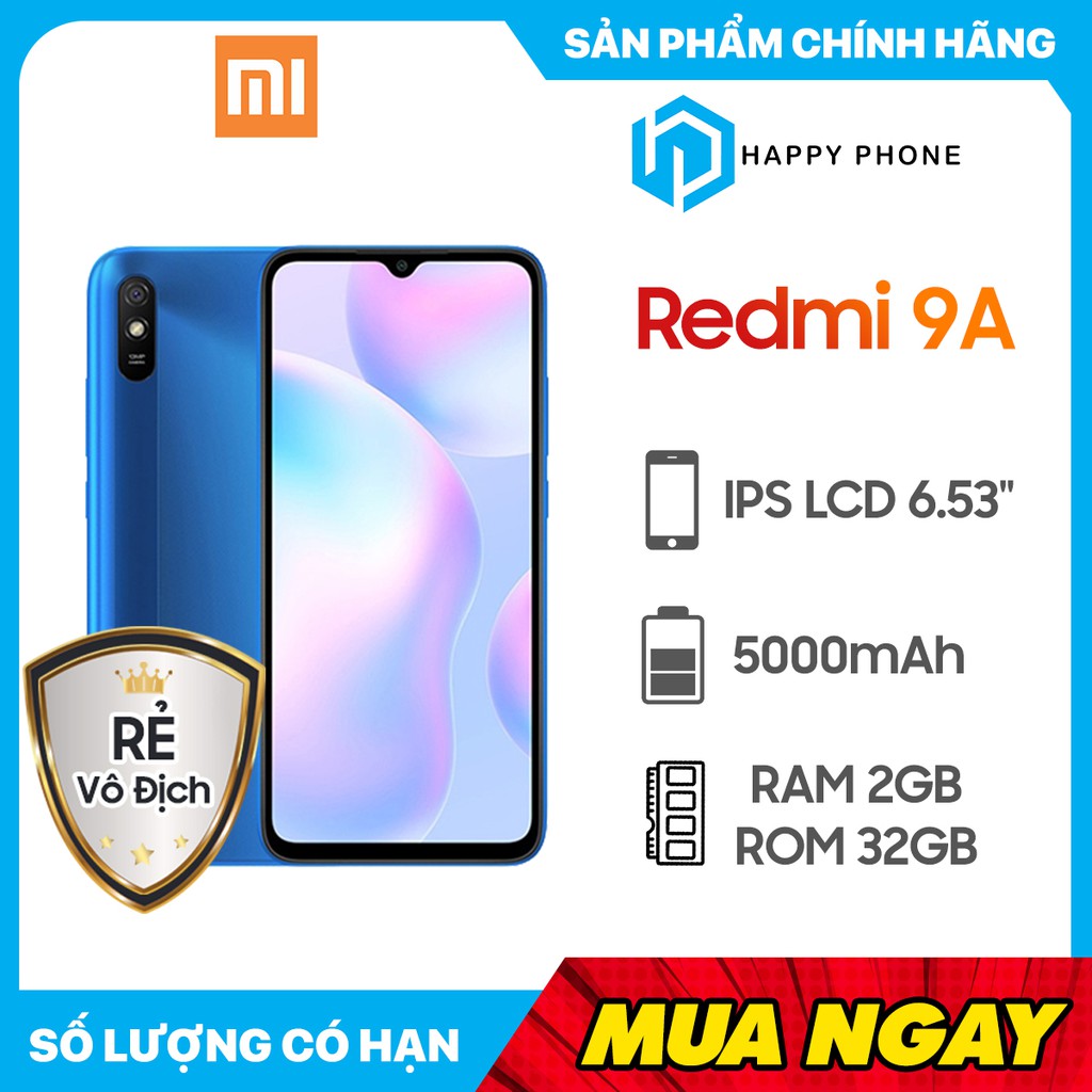 [Mã ELMALL500K giảm 8% đơn 500K] Điện thoại Xiaomi Redmi 9A (2GB/32GB) - Hàng Chính Hãng, Nguyên Seal, BH 18 tháng | BigBuy360 - bigbuy360.vn