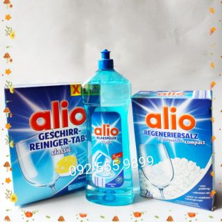 Combo viên rửa Alio classic 100 viên + nước làm bóng Alio 1 lít + muối Alio 2kg