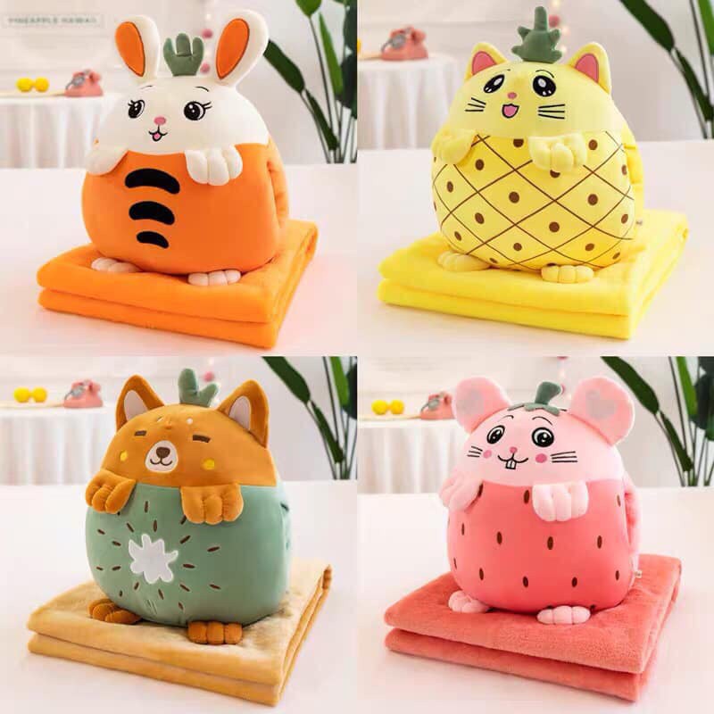 Gối kèm chăn hình thú văn phòng 3 trong 1 đa năng tiện lợi nhiều hình xinh xắn đáng yêu MiibooShi 2522222222