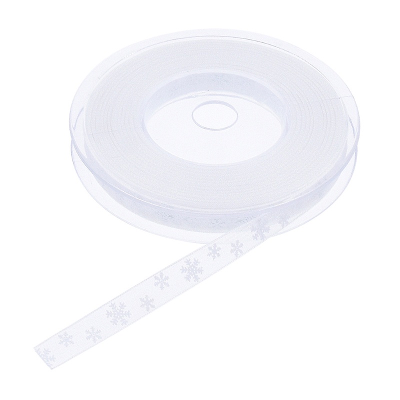 Cuộn Dây Ruy Băng Polyester Họa Tiết Bông Tuyết Giáng Sinh DIY