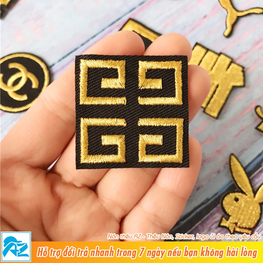Patch vải ủi nhiệt thêu logo hình thời trang màu vàng đen - Sticker M481