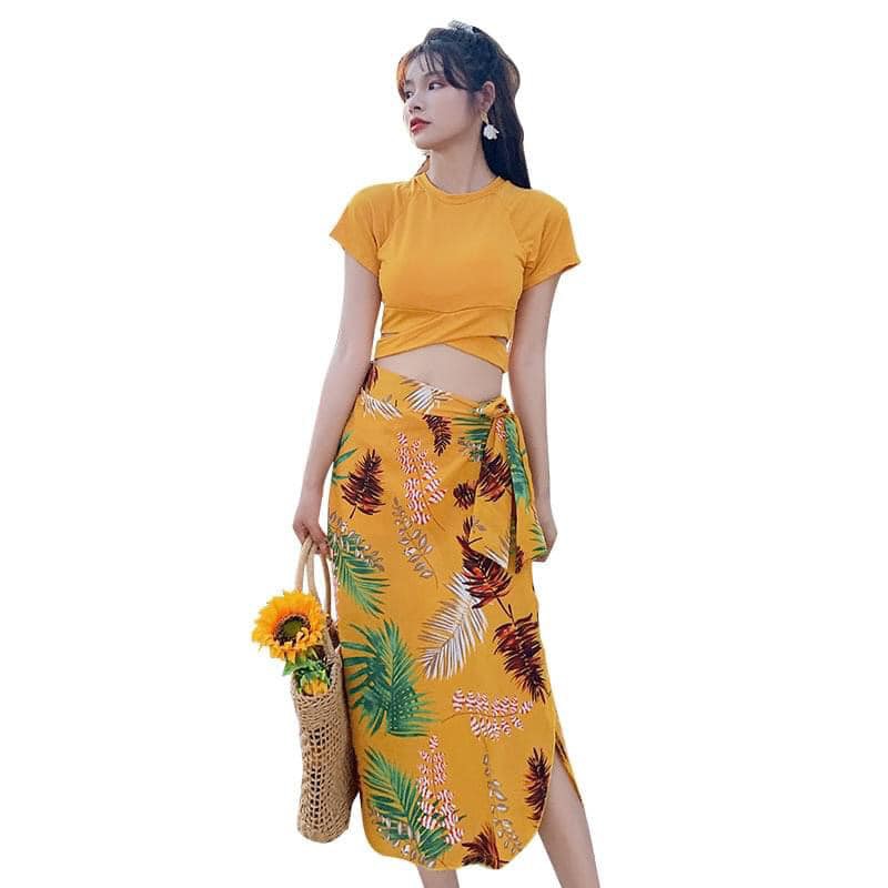 Set Bikini Đi Biển Đồ Bơi Nữ 3 Món (Áo Tắm + Quần + Váy) | BigBuy360 - bigbuy360.vn