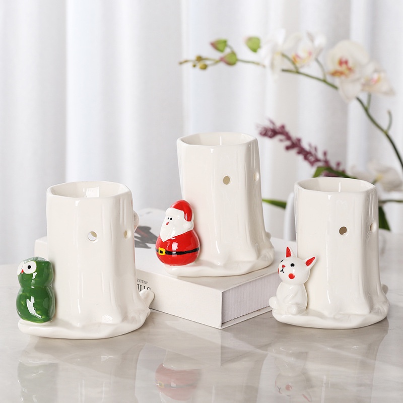 Thanh lý hàng tồn đèn xông đốt tinh dầu bằng nến gốc cây to màu trắng hình thú và ông già noel đáng yêu - Better Life