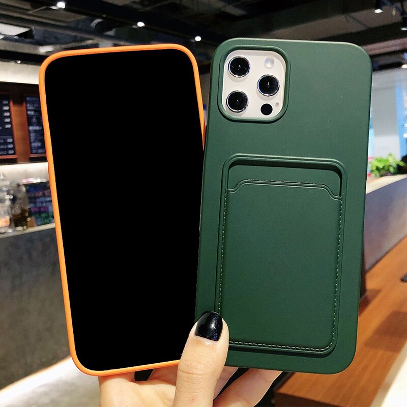 Ốp điện thoại silicon có ví đựng thẻ thích hợp cho Iphone 12 Pro Max ProMax Xs 11 X XR 7 8 X Xs