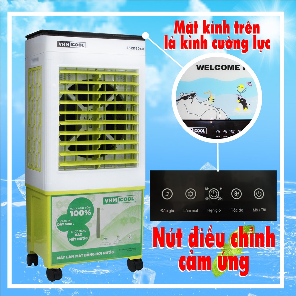 Máy Quạt Hơi Nước 45CK6060L45-Loại Cơ-Phiên bản 2021-Cam kết 100% động cơ đồng- Máy làm mát không khí- Quạt điều hòa hơi