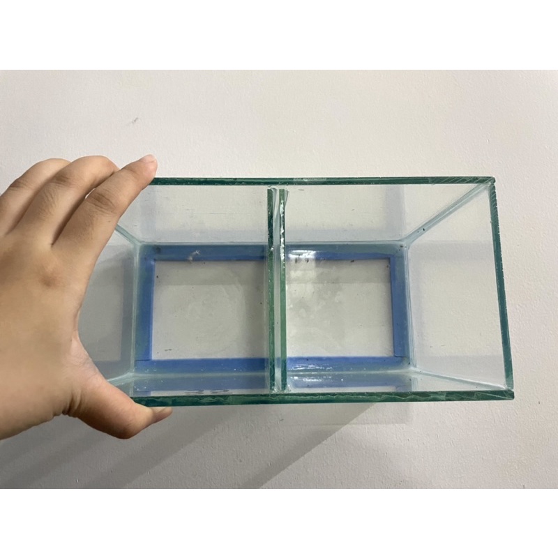 Bể kính đôi, hồ cá 2 ngăn dùng kiểng betta Dài 18cm, rộng 12cm, cao 12cm