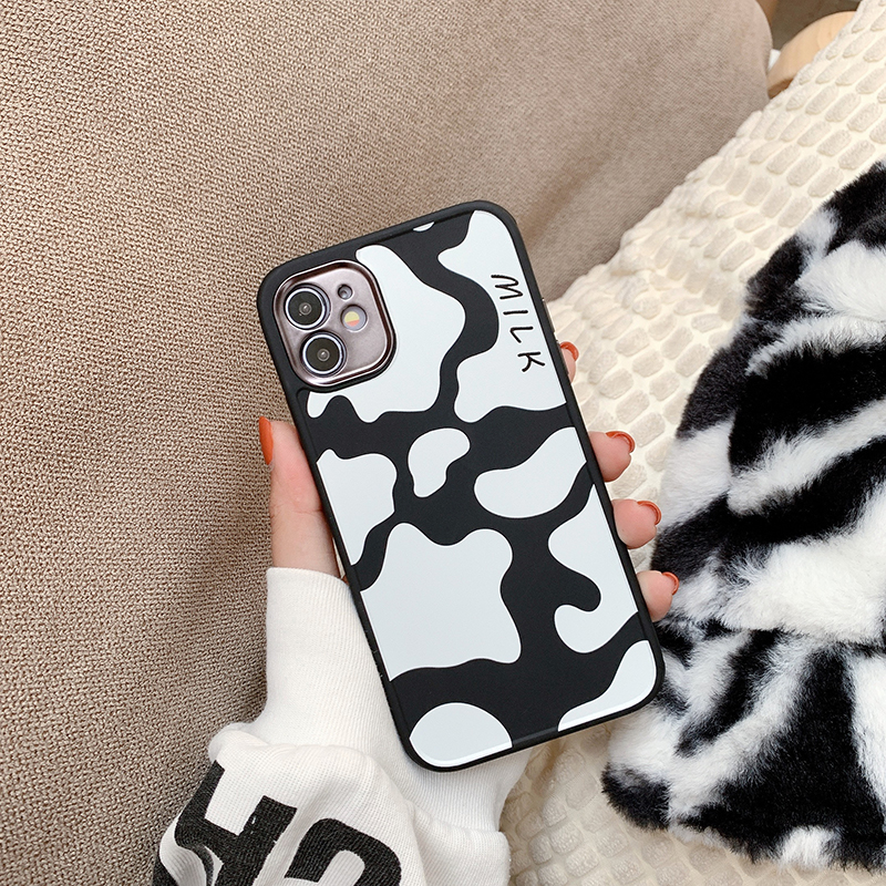 iPhone 12 11 Pro Max X XR XS Max 8 7 Plus iPhone fashionable silicone pattern, fashionable cow pattern and metal electroplated leopard print square iphone case