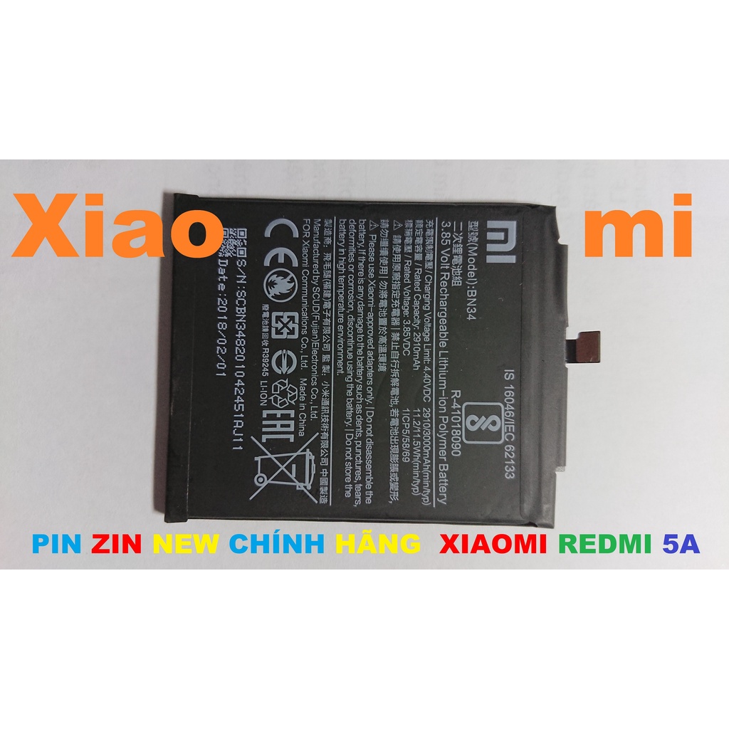 PIN ZIN NEW CHÍNH HÃNG CHO XIAOMI REDMI 5A-BN34