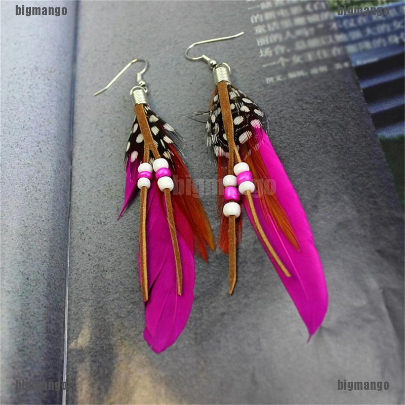 Bông tai lông vũ thời trang nhiều màu tùy chọn