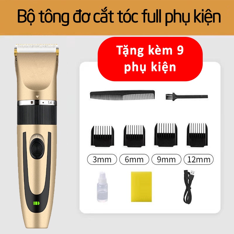 Tông đơ cắt tóc không dây tặng kèm 9 phụ kiện cắt tóc - K1757