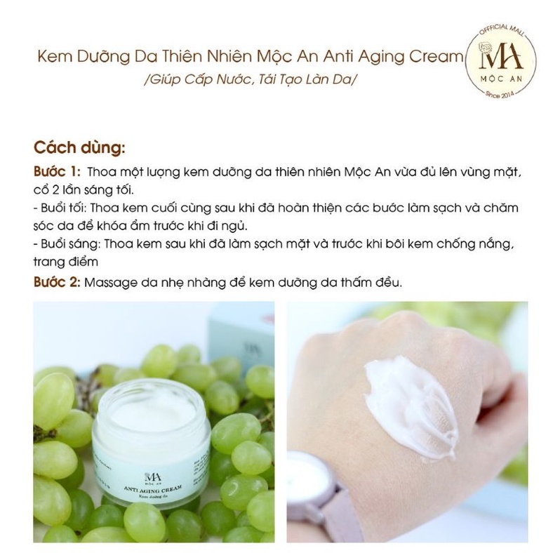 Kem dưỡng da thiên nhiên Cococherry Mộc An - Anti Aging cream giúp cấp nước, tái tạo làn da 10g