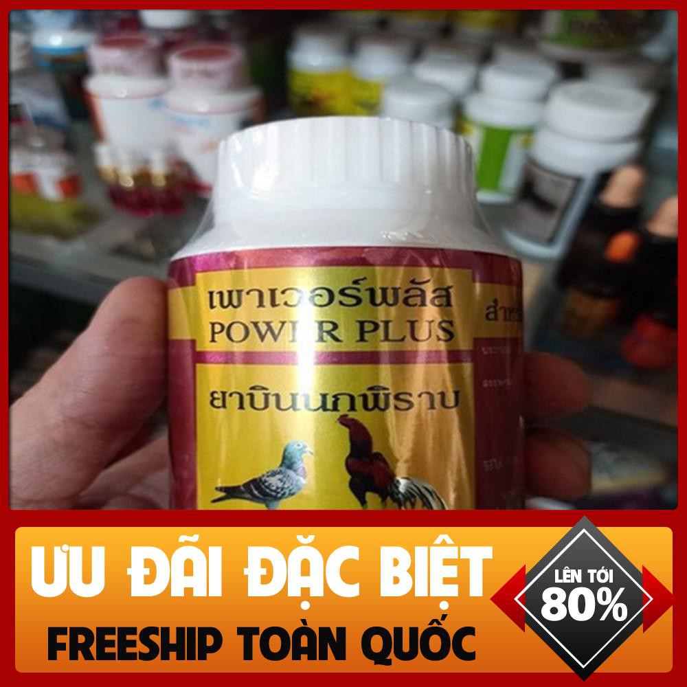 [gà đá cựa sắt] Power plus - Thuốc nuôi 7-10 ngày - 1 hủ - 100 viên - giúp gà có lực đập cánh mạnh. Bay mạnh. Sung gà