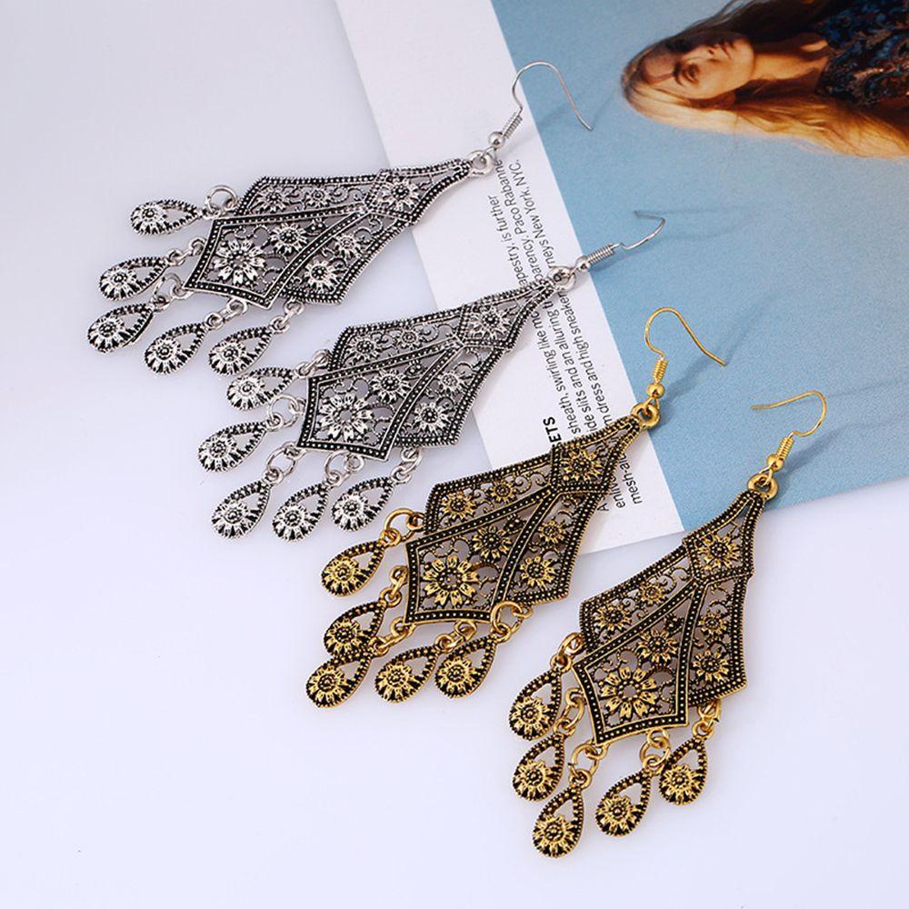 Bông Tai Dáng Dài Phối Tua Rua Phong Cách Bohemian Thời Trang Cho Nữ
